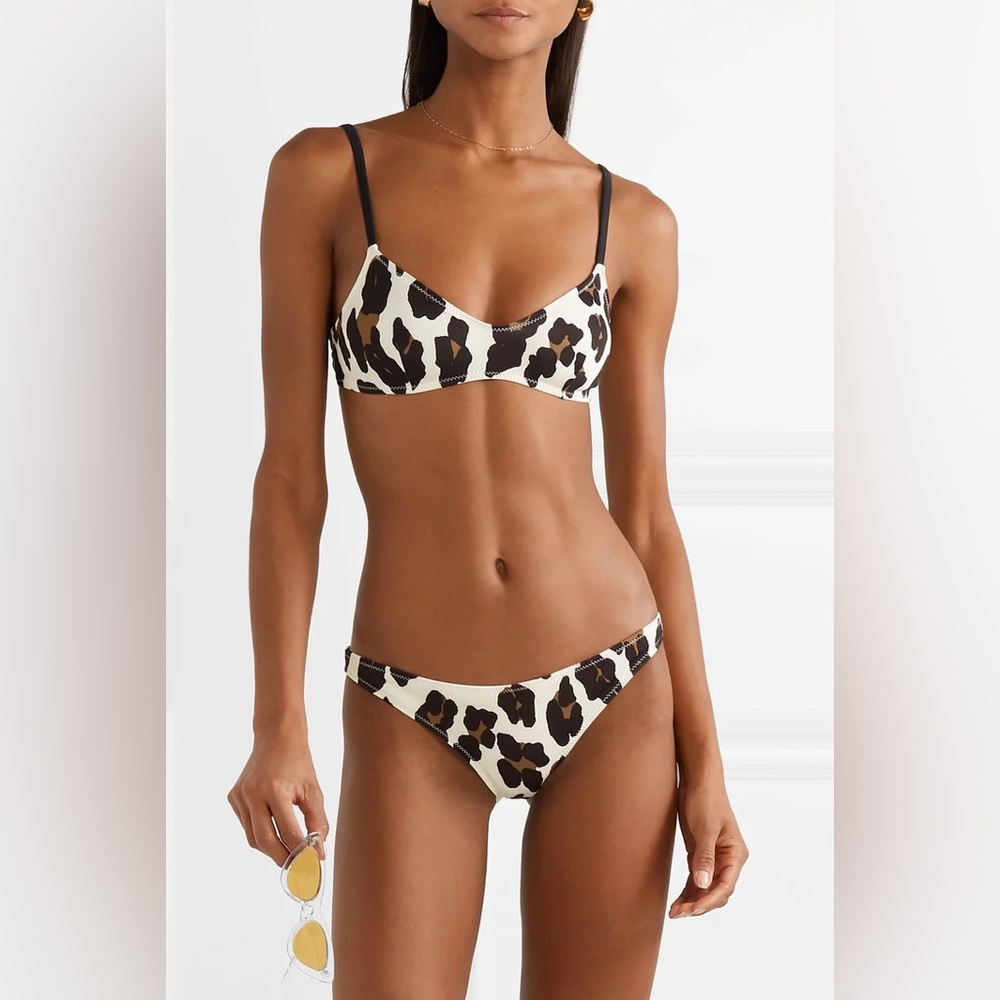 Solid and striped leopard bikini bottoms